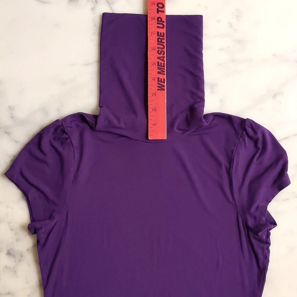 NWOT. The Limited Rayon and Spandex Purple Short Sleeve Turtleneck Top. - Picture 4 of 4